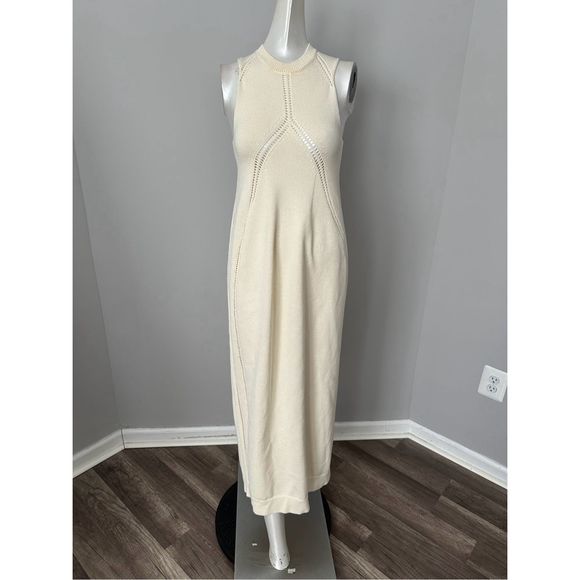 NWT Jil Sander Pointelle-knit Wool Maxi Dress - Cream - Picture 4 of 10
